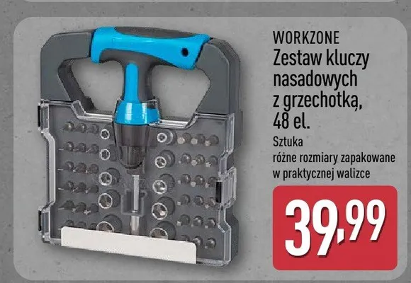 Zestaw kluczy nasadowych z grzechotką, 48 el. promocja w Aldi
