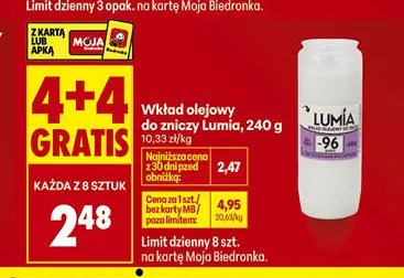 Wkład olejowy do zniczy Lumia 240 g promocja w Biedronka