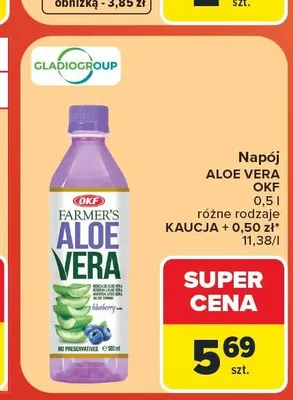 Napój OKF Farmer's Aloe Vera Blueberry promocja w Carrefour