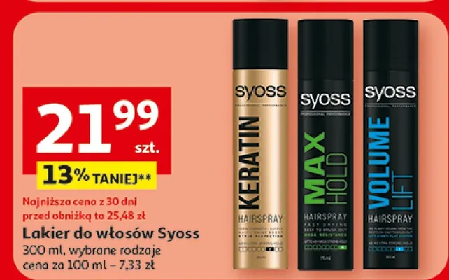 Lakier do włosów Keratin, Max Hold, Volume promocja w Auchan