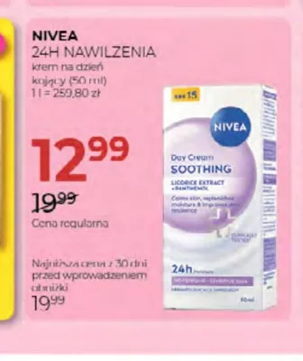 Krem do twarzy na dzień kojący Nivea 24H Nawilżenia promocja w Drogerie Jawa