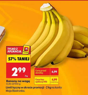 Banany na wagę promocja w Biedronka