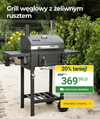 Grill węglowy z żeliwnym rusztem BERDSEN promocja w ERLI