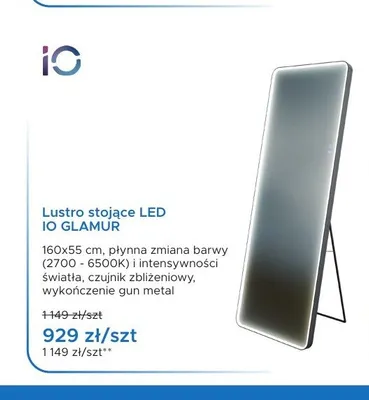 Lustro stojące LED io Glamur promocja w Blu Salony Łazienek