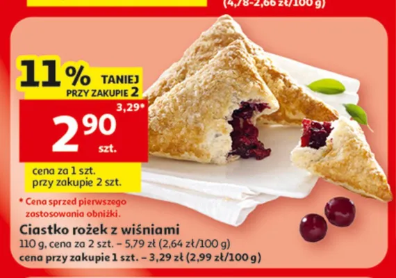Ciastko rożek z wiśniami promocja w Auchan