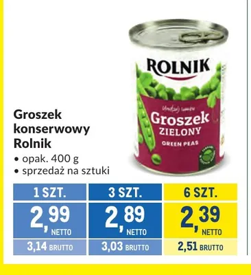 Groszek konserwowy Rolnik promocja w Makro