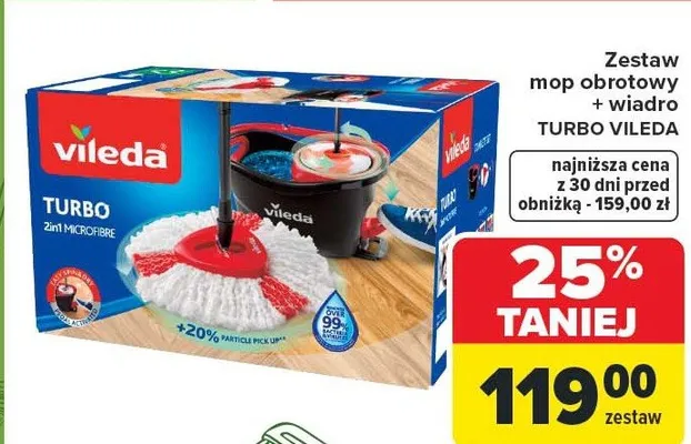 Zestaw mop obrotowy + wiadro TURBO VILEDA promocja w Carrefour