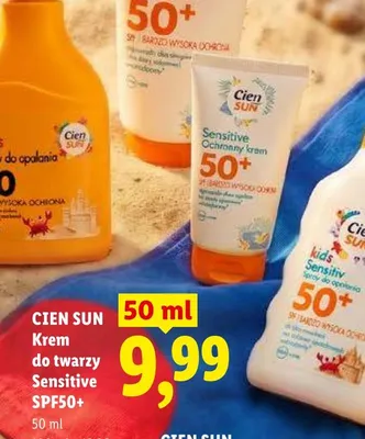 Krem do twarzy Sensitive SPF 50+ Cien Sun promocja w Lidl