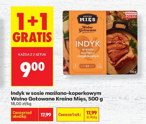 Indyk w sosie maślano-koperkowym Wolno Gotowane Kraina Mięs promocja w Biedronka