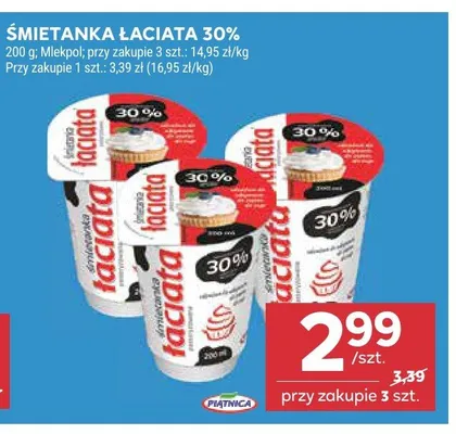 Śmietanka Łaciate 30% promocja w Stokrotka