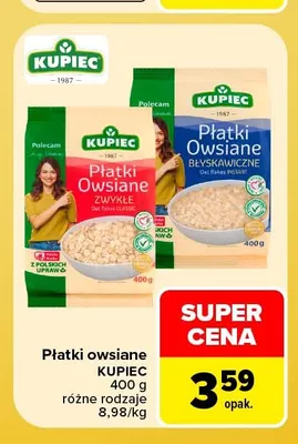Płatki owsiane Kupiec promocja w Carrefour Market