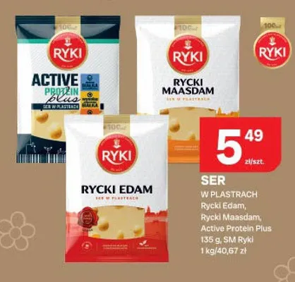 Ser w plastrach Ryki Edam, Ryki Maasdam, Active Protein Plus promocja w Chorten