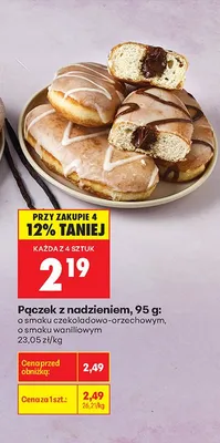 Pączek z nadzieniem o smaku czekoladowo-orzechowym promocja w Biedronka