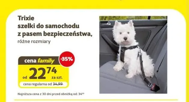 Szelki do samochodu z pasem bezpieczeństwa Trixie promocja w Super Zoo