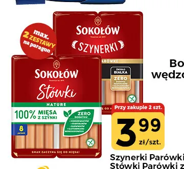 Stówki parówki z szynki 2-pak Sokołów promocja w Społem Częstochowa