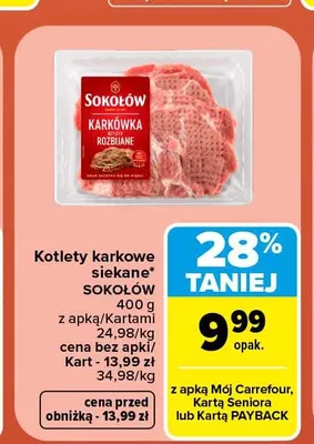 Kotlety karkowe siekane Sokołów promocja w Carrefour