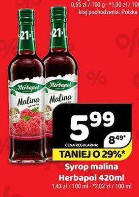 Syrop malina Herbapol promocja w Delfin