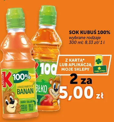 Sok Kubuś 100% banan promocja w Euro Sklep