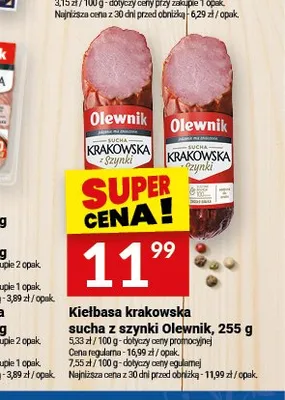 Kiełbasa krakowska sucha z szynki Olewnik promocja w Twój Market