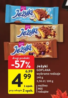 Ciastka Jeżyki Goplana promocja w Intermarche
