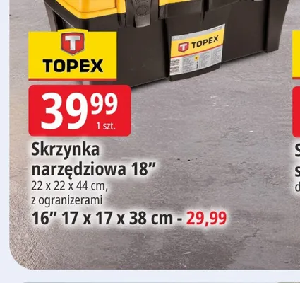 Skrzynka narzędziowa TOPEX 16" 17x17x38cm promocja w Leclerc
