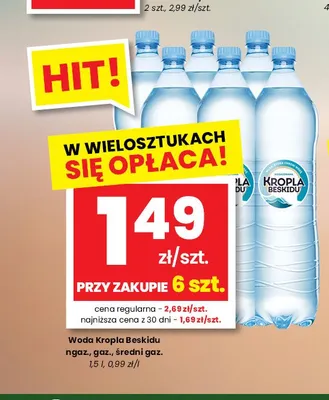 Woda Kropla Beskidu lekko gazowana promocja w emma MARKET
