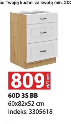 Szafka kuchenna stojąca z szufladami 60D 3S BB promocja w Merkury Market
