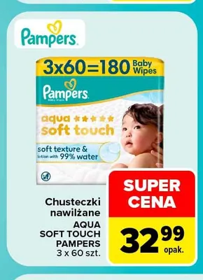 Chusteczki nawilżane Pampers Aqua Soft Touch 3-pak promocja w Carrefour Market