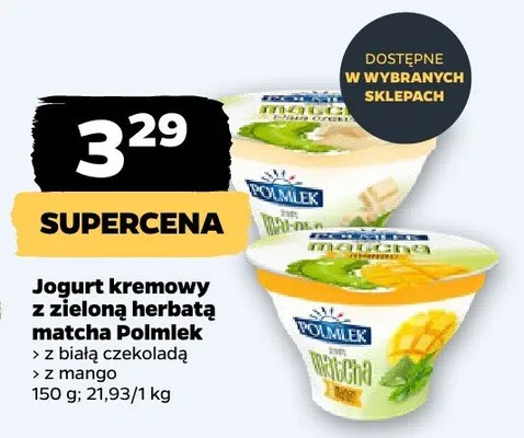 Jogurt kremowy z zieloną herbatą matcha z białą czekoladą, z mango promocja w Netto
