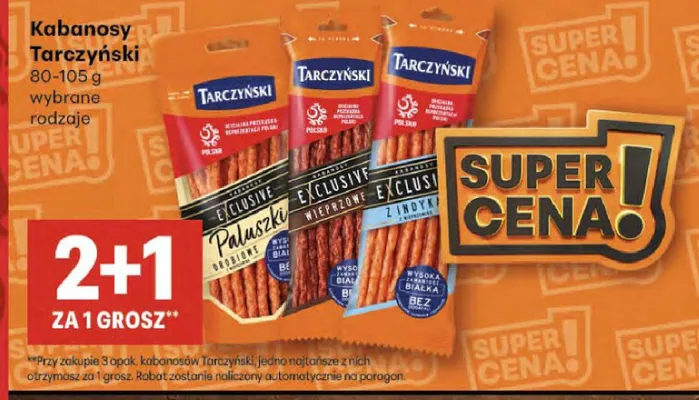 Kabanosy Tarczyński Exclusive wieprzowe promocja w Delikatesy Centrum