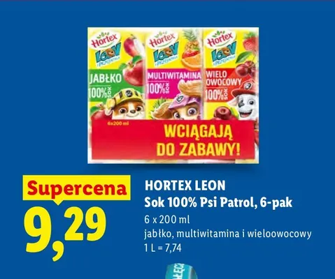 Sok 100% Hortex Leon jabłko 6-pak promocja w Lidl