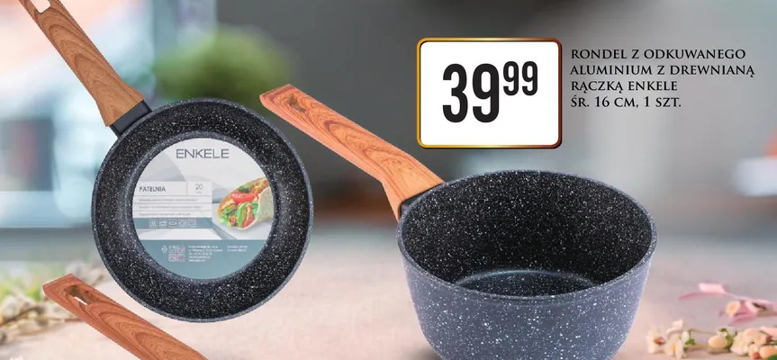 Rondel z odkuwanego aluminium z drewnianą rączką Enkele promocja w Dino