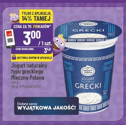 Jogurt naturalny typu greckiego Mleczna Polana promocja w POLOmarket