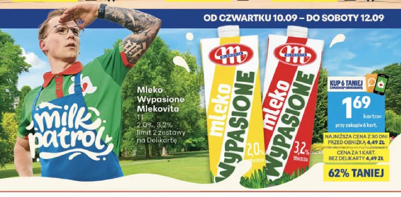 Mleko Wypasione Mlekovita 3,2% promocja w Delikatesy Centrum
