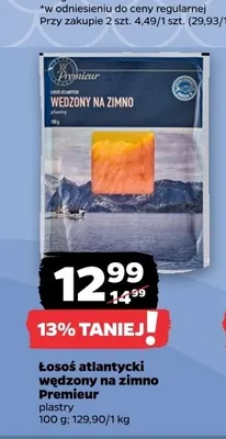 Łosoś atlantycki wędzony na zimno Premieur plastry promocja w Netto