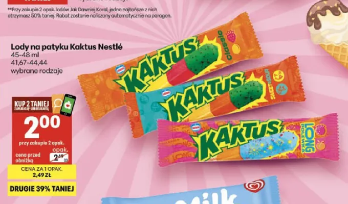 Lody na patyku Kaktus Classic Nestlé promocja w Delikatesy Centrum
