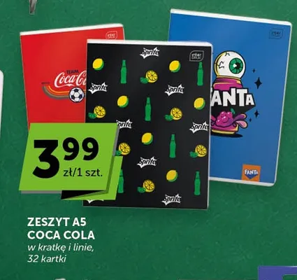 Zeszyt A5 Coca-Cola w kratkę i linie 32 kartki promocja w ABC