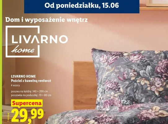 Pościel z bawełną renforcé LIVARNO home 140x200 cm promocja w Lidl