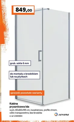 Kabina prysznicowa Savana Ida promocja w Bricoman
