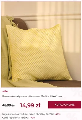 Poszewka satynowa plisowana Darlita home&you 45x45 cm promocja w home&you