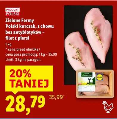 Kurczak Zielone Fermy Polski z chowu bez antybiotyków - filet z piersi promocja w Lidl