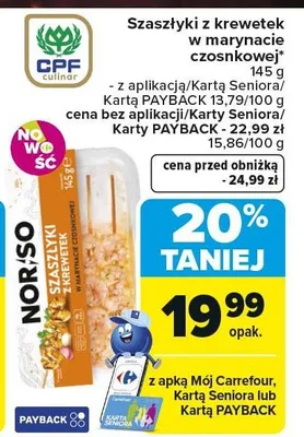 Szaszłyki z krewetek w marynacie czosnkowej promocja w Carrefour