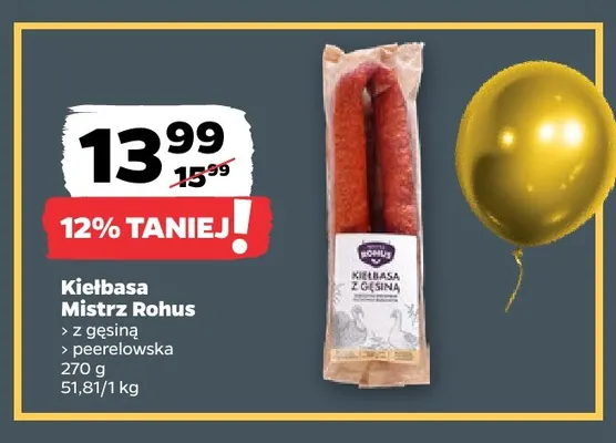 Kiełbasa z gęsiną Mistrz Rohus promocja w Netto