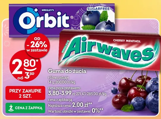 Guma do żucia Orbit Blueberry promocja w Żabka