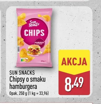 Chipsy o smaku hamburgera Sun Snacks promocja w Aldi