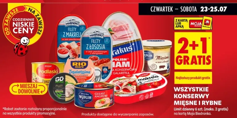 Konserwy mięsne i rybne promocja w Biedronka
