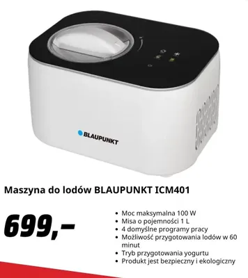 Maszyna do lodów Blaupunkt ICM401 promocja w Media Markt