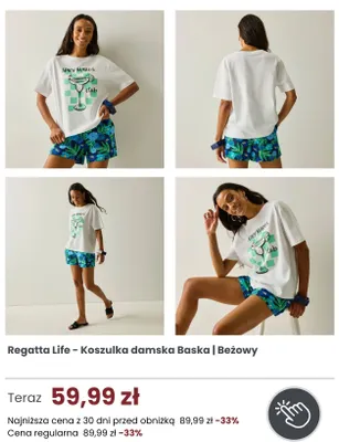Koszulka damska Regatta Life Baska Beżowy promocja w Regatta