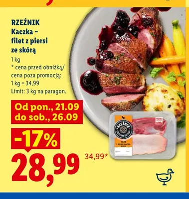 Kaczka filet z piersi ze skórą Rzeźnik promocja w Lidl