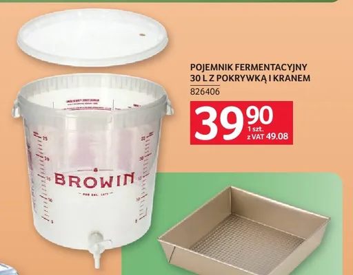 Pojemnik fermentacyjny z pokrywką i kranem 30 l Browin promocja w Selgros